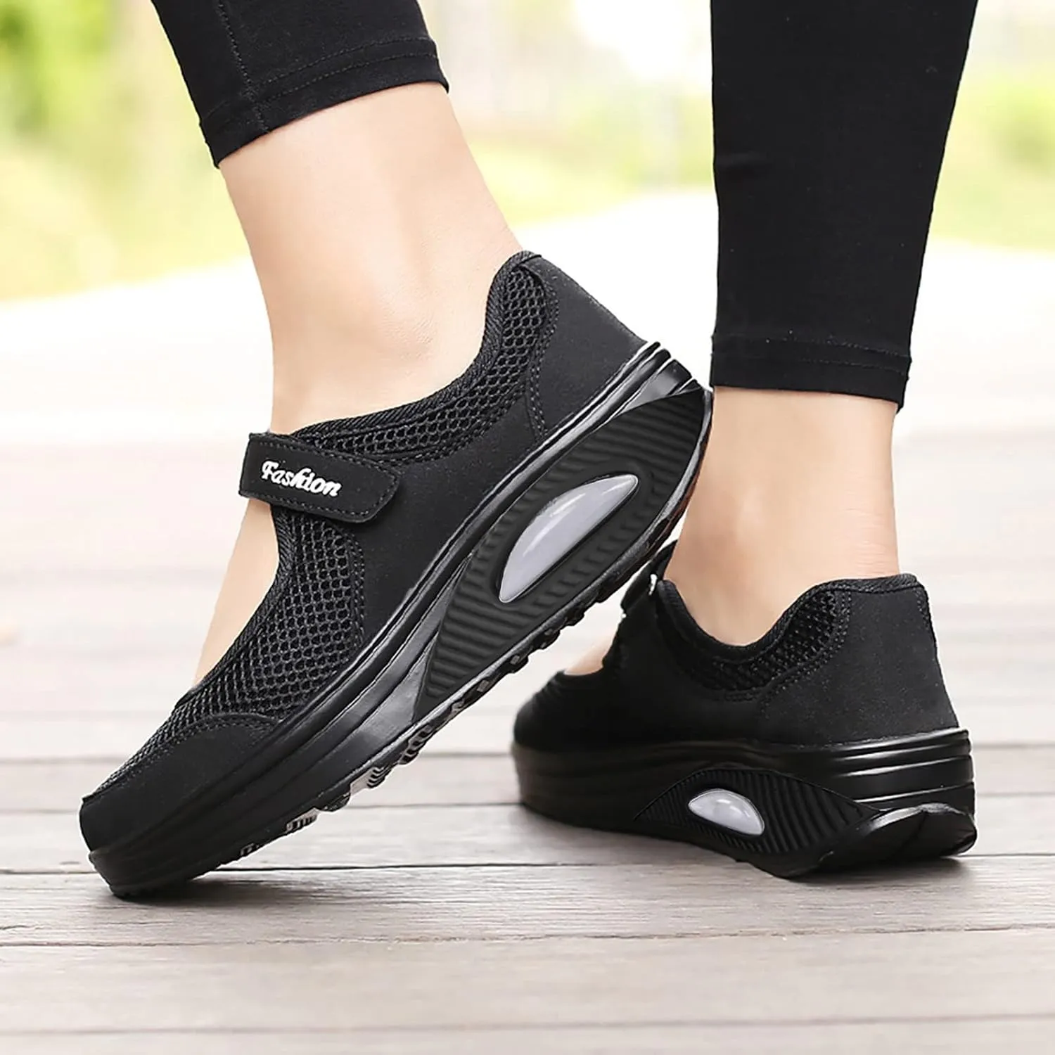 Stretch Cushion Shoes for Women Fashion Lightweight Shoes Casual Workout Shoes Hook Loop Breathable Shoes
