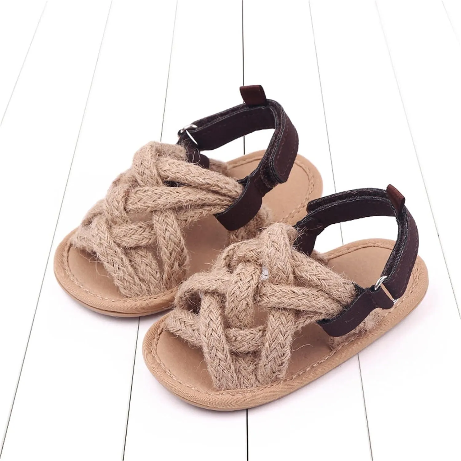 Summer Children Infant Toddler Shoes Girls Sandals Flat Bottom Lightweight Li Linen Woven Upper Soft Breathable Comfortable Little Shoe