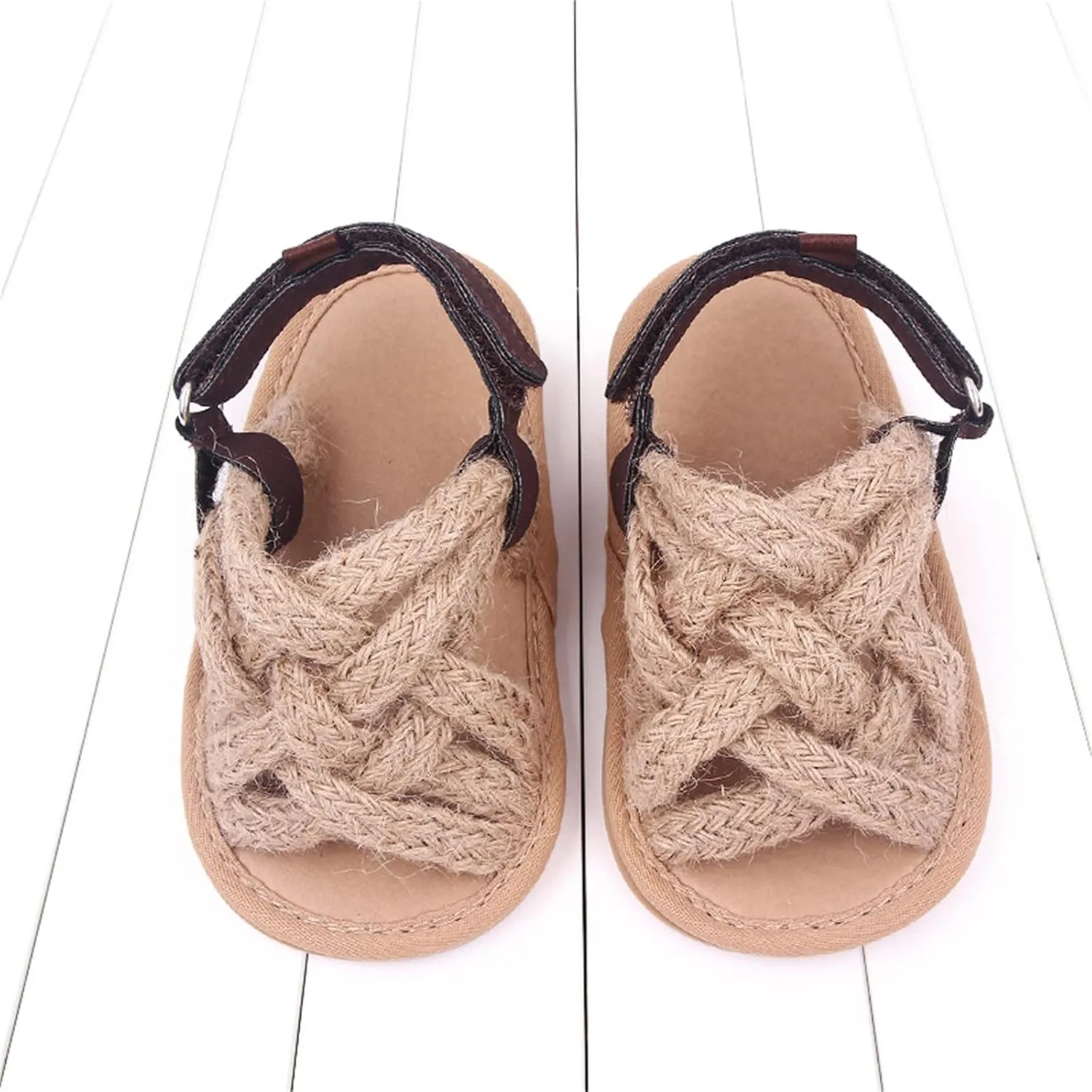 Summer Children Infant Toddler Shoes Girls Sandals Flat Bottom Lightweight Li Linen Woven Upper Soft Breathable Comfortable Little Shoe