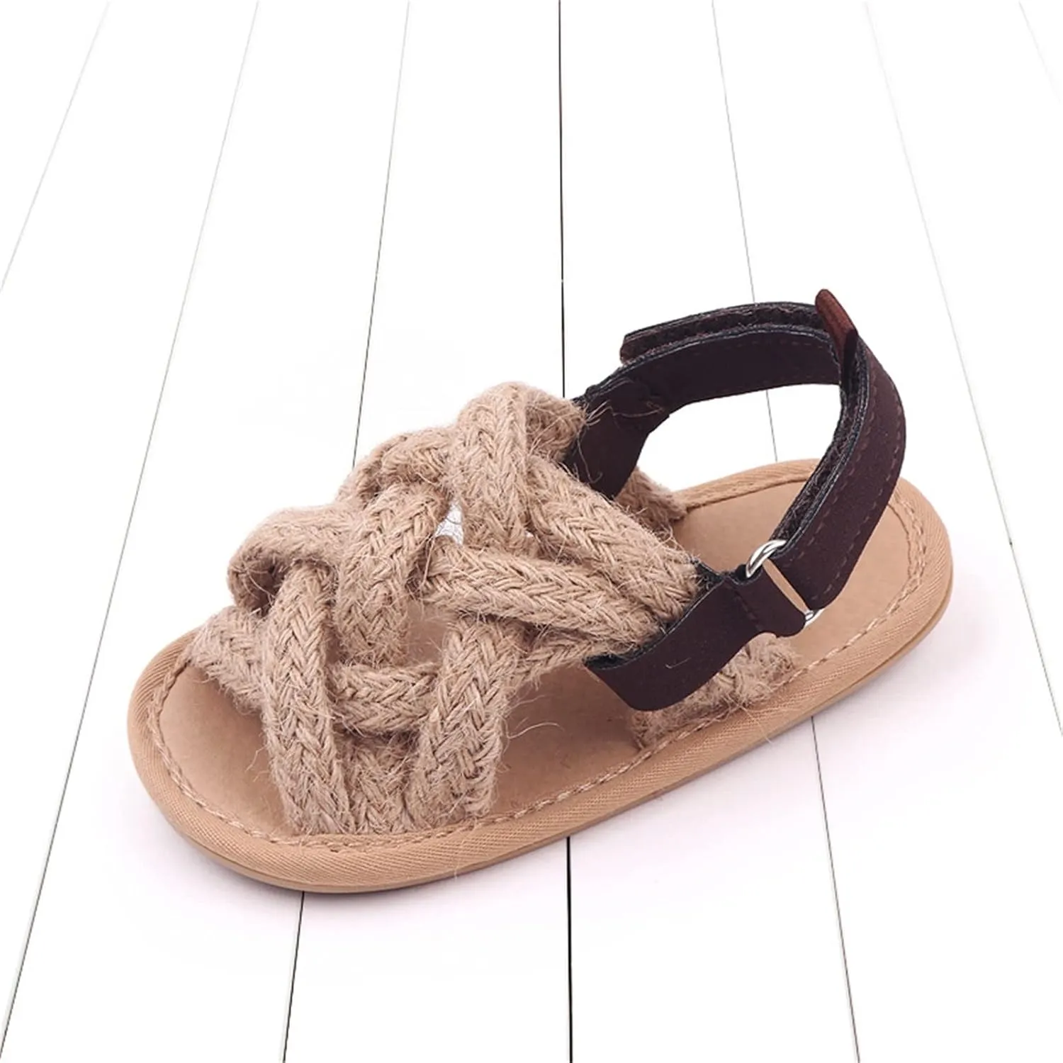 Summer Children Infant Toddler Shoes Girls Sandals Flat Bottom Lightweight Li Linen Woven Upper Soft Breathable Comfortable Little Shoe