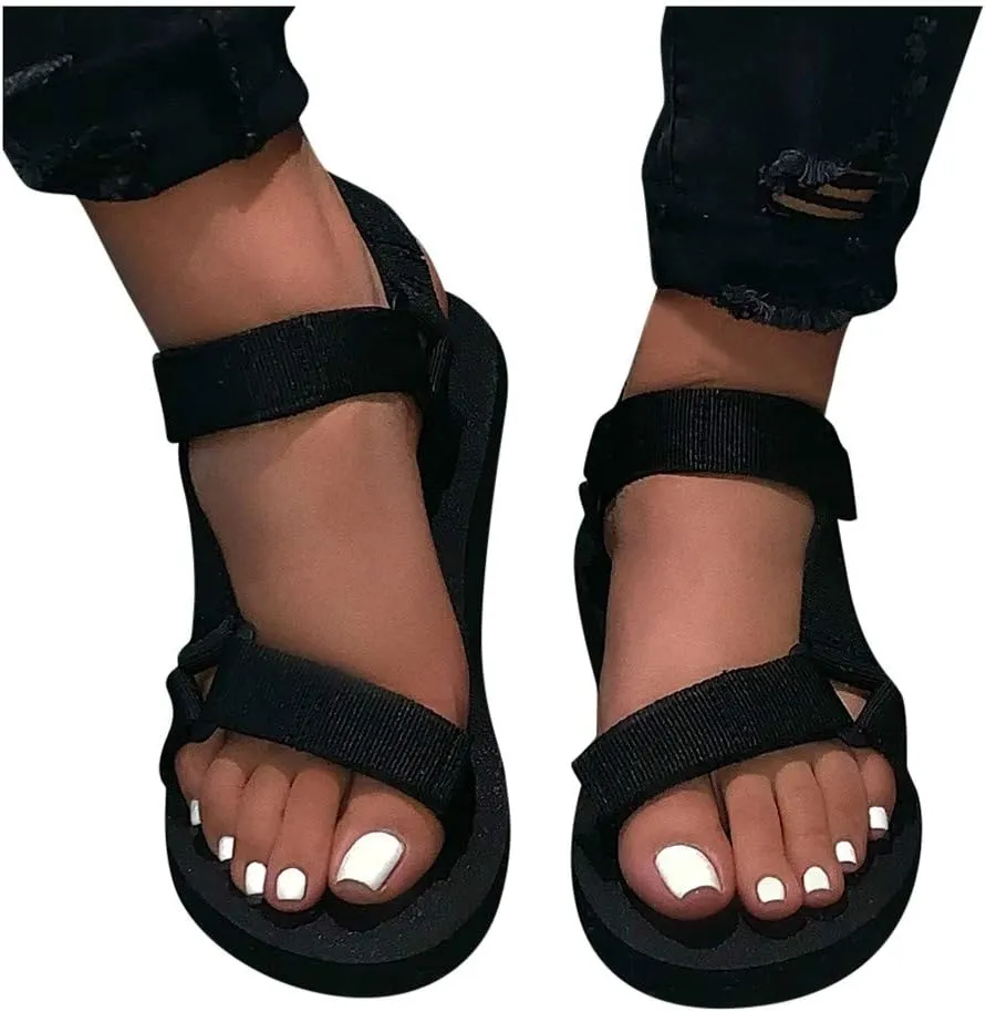 Summer Sandals for Women 2025 Casual Comfy Open Toe Adjustable straps Lightweight Flat Walking Shoes