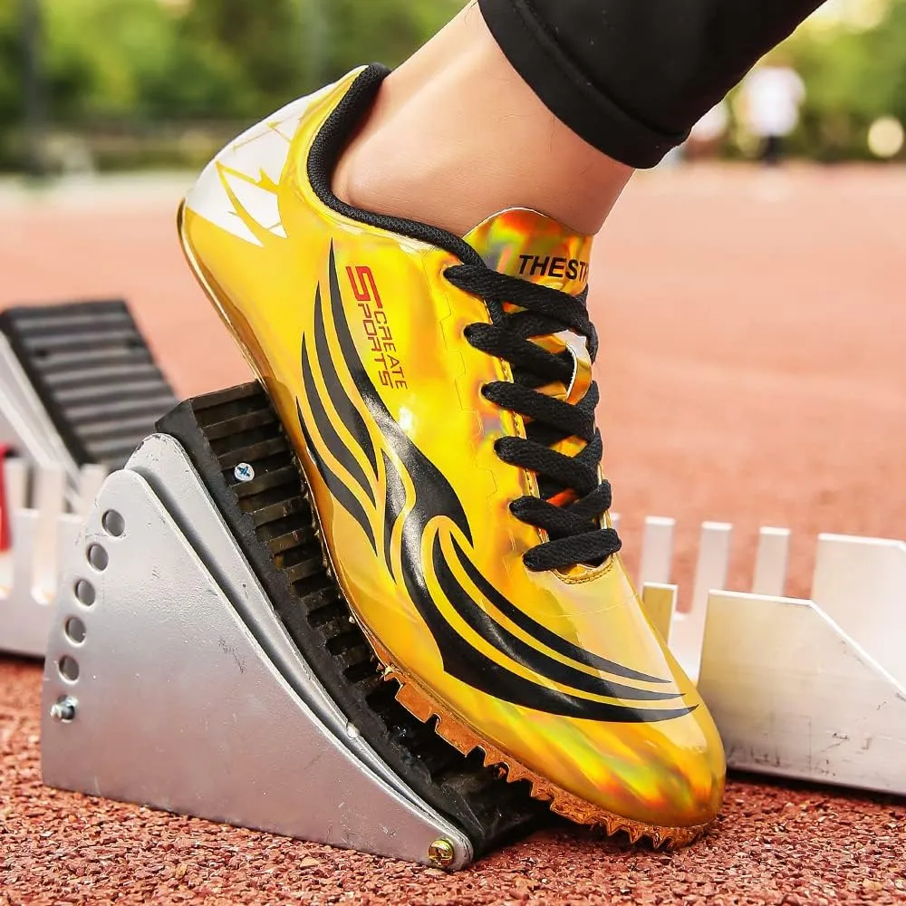 THESTRON Unisex Track Spikes Running Sprint Shoes Track & Field Shoes for Men Women Kids Cool Racing Running Sneakers