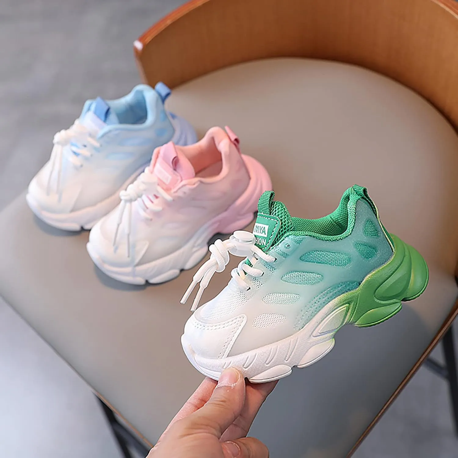 Toddler Boys Girls Gradient Color Lightweight Sneakers Mesh Breathable Anti Slip Soft Comfy Tennis Shoes Unisex