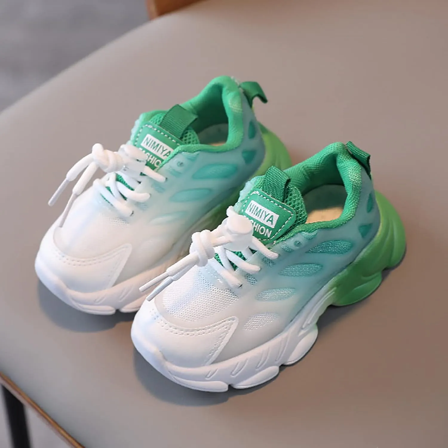 Toddler Boys Girls Gradient Color Lightweight Sneakers Mesh Breathable Anti Slip Soft Comfy Tennis Shoes Unisex