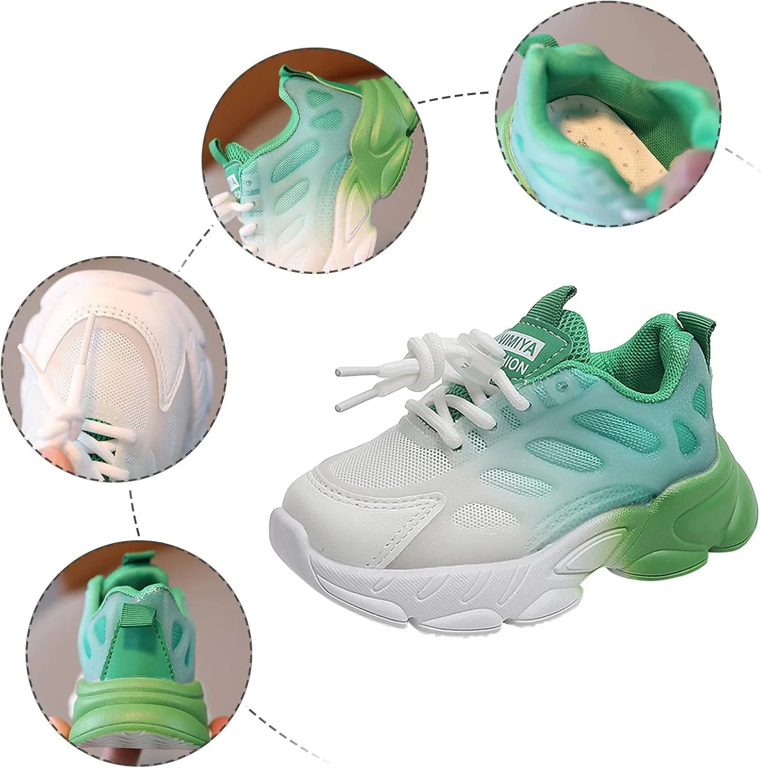 Toddler Boys Girls Gradient Color Lightweight Sneakers Mesh Breathable Anti Slip Soft Comfy Tennis Shoes Unisex