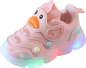 Toddler Boys Girls Light Up Sneaker LED Flashing Lightweight Mesh Breathable Sport First Walking Running Flat Shoes