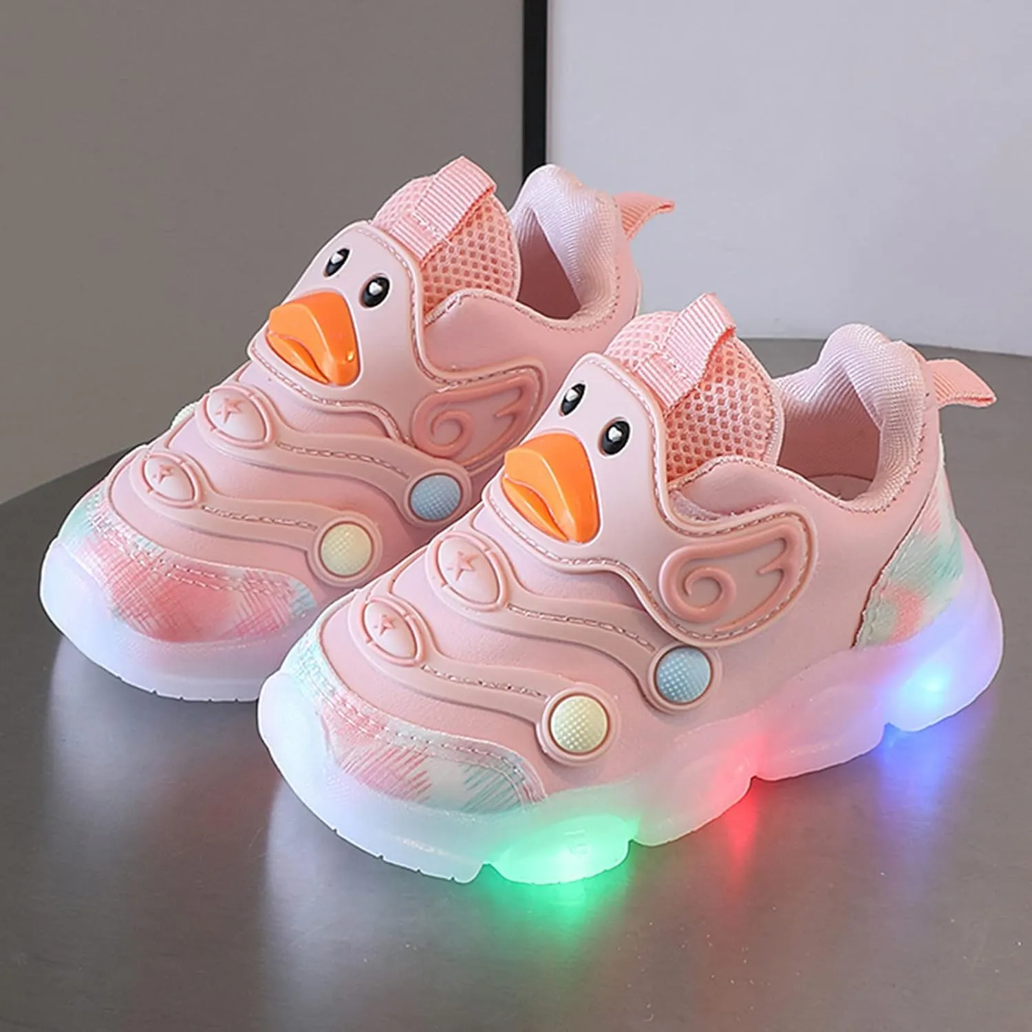 Toddler Boys Girls Light Up Sneaker LED Flashing Lightweight Mesh Breathable Sport First Walking Running Flat Shoes