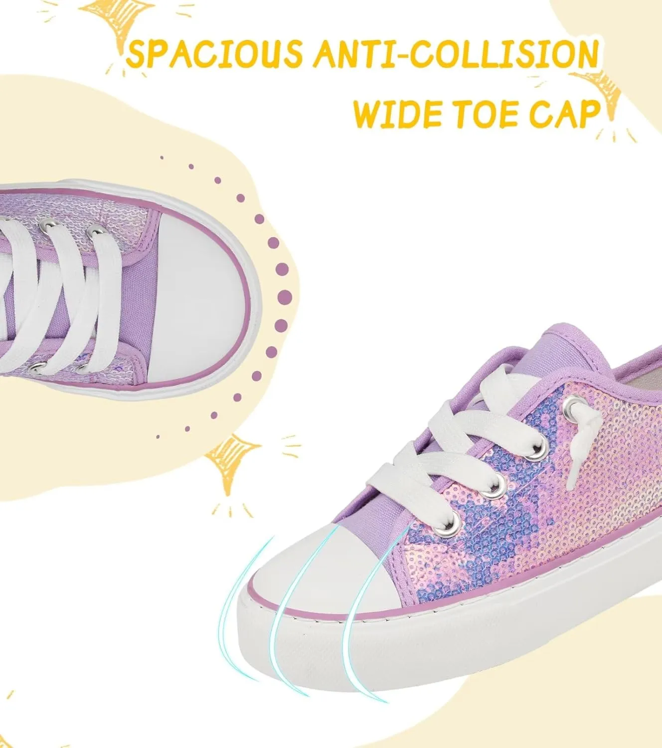 Toddler Kids Canvas Sneakers Sparkle Glitter Sequins Shoes Slip On Soft and Durable