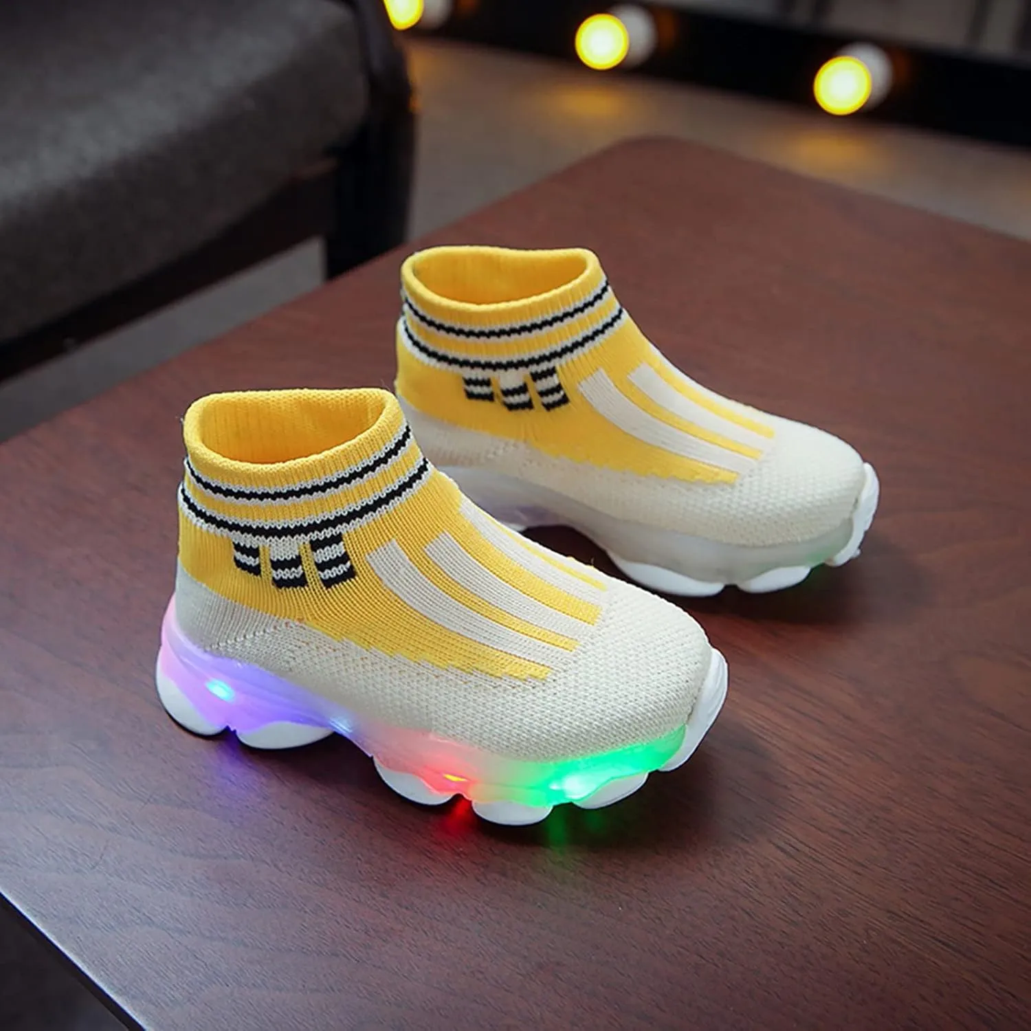 Toddler Mesh Light Up Shoes Lightweight Flashing Breathable Soft Sole Walking Sock Sneakers for Boys Girls Kids