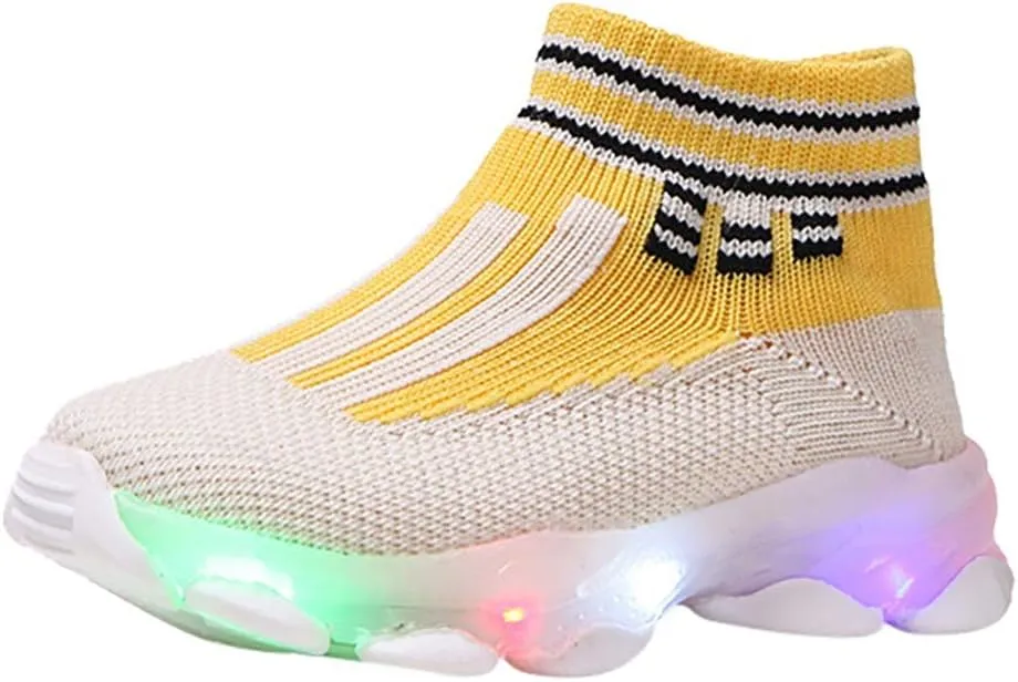 Toddler Mesh Light Up Shoes Lightweight Flashing Breathable Soft Sole Walking Sock Sneakers for Boys Girls Kids