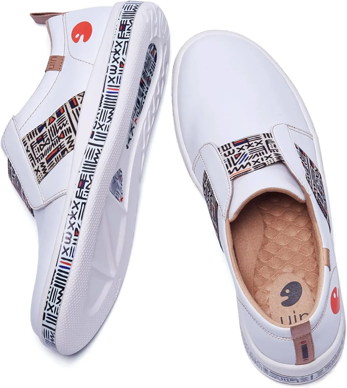 UIN Men's Fashion Sneakers Lightweight Walking Casual Loafers Slip Ons Art Painted Athletic Travel Skate Shoes Cordoba Modern Art