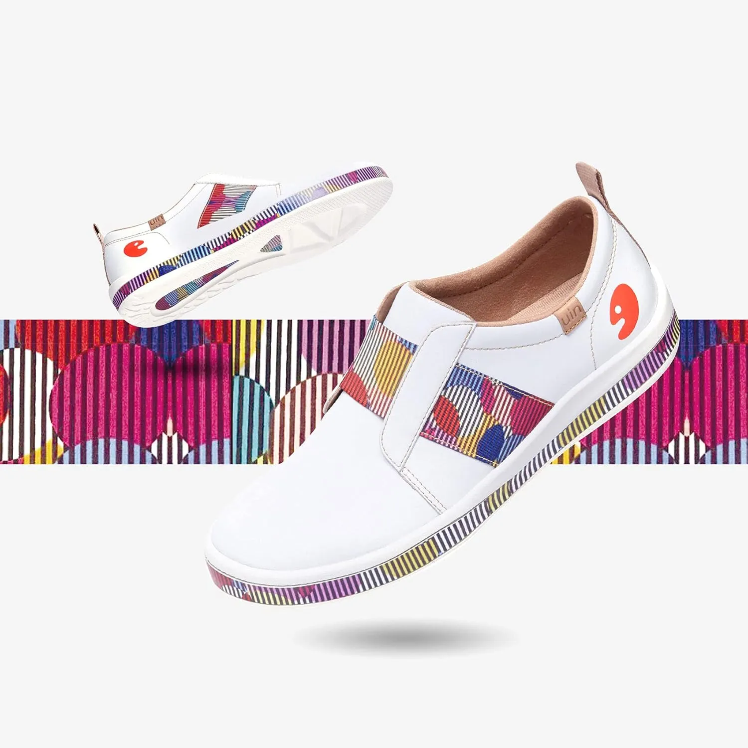 UIN Women's Fashion Sneakers Lightweight Walking Casual Slip Ons Art Painted Athletic Travel Skate Shoes Las Ramblas