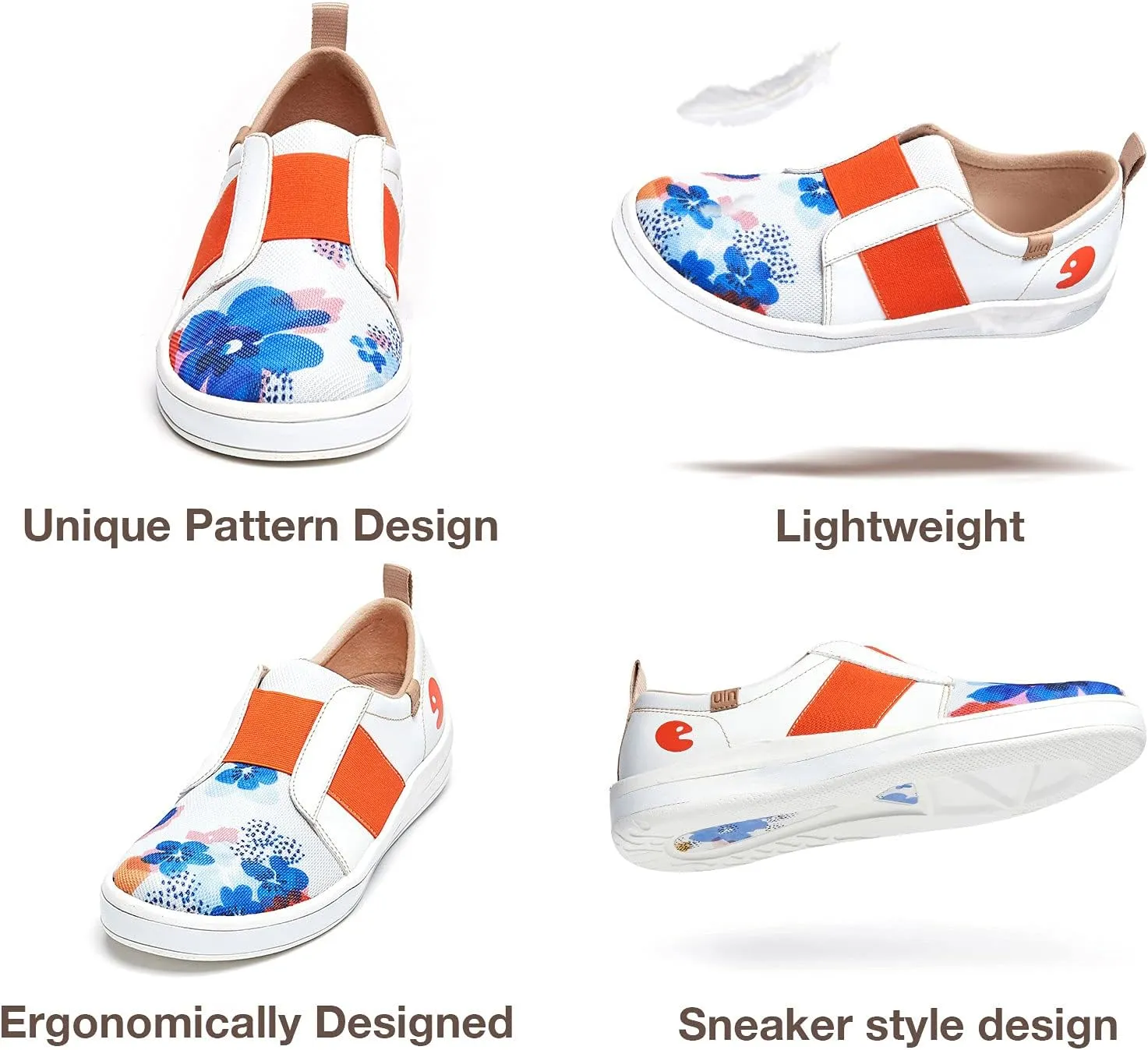 UIN Women's Fashion Sneakers Lightweight Walking Casual Slip Ons Art Painted Athletic Travel Skate Shoes Las Ramblas