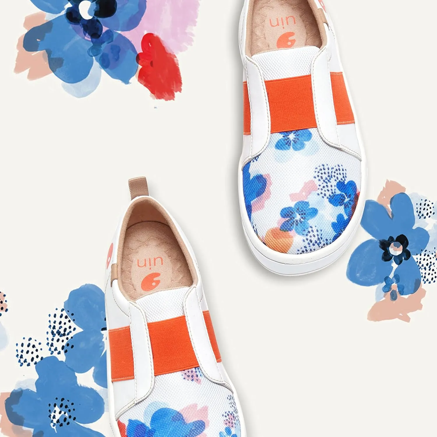 UIN Women's Fashion Sneakers Lightweight Walking Casual Slip Ons Art Painted Athletic Travel Skate Shoes Las Ramblas