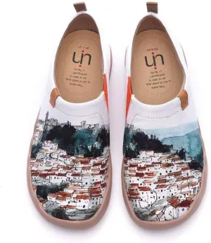 UIN Women's Slip Ons Canvas Lightweight Sneakers Walking Casual Loafers Comfortable Art Painted Travel Shoes A Red Vival City (5)