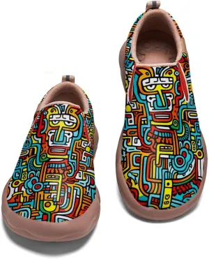 Walking Shoes for Kids Comfortable Art Painted Travel Sneaker Boys Girls Slip Ons Casual Leather Loafers