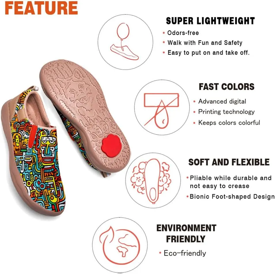 Walking Shoes for Kids Comfortable Art Painted Travel Sneaker Boys Girls Slip Ons Casual Leather Loafers