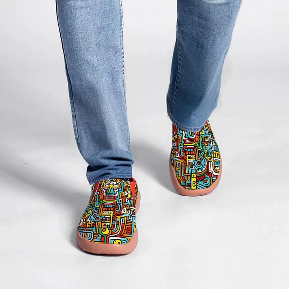 Walking Shoes for Kids Comfortable Art Painted Travel Sneaker Boys Girls Slip Ons Casual Leather Loafers