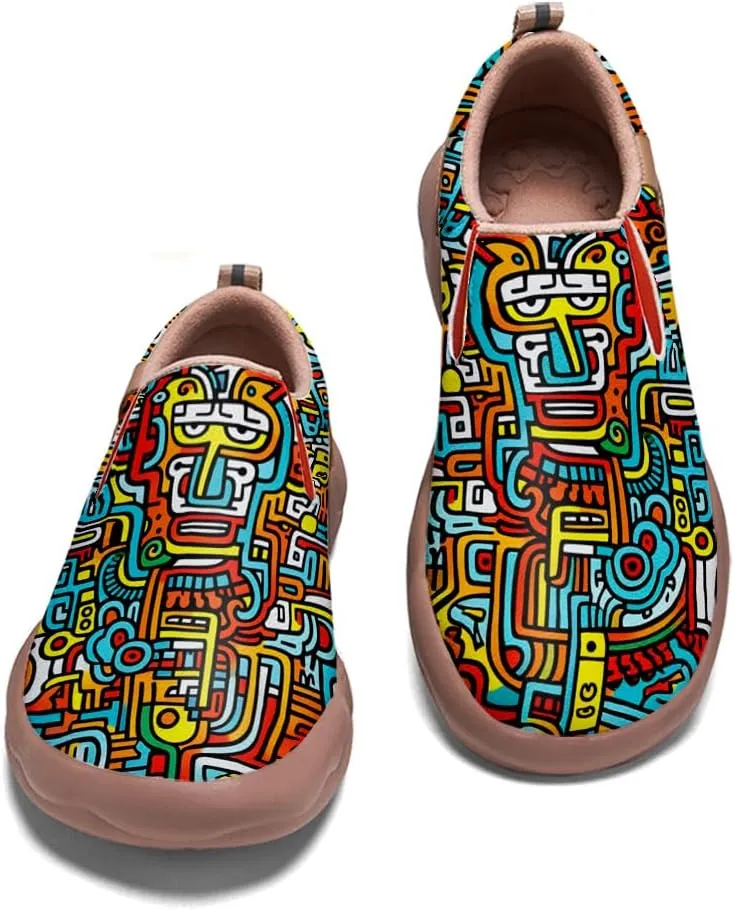 Walking Shoes for Kids Comfortable Art Painted Travel Sneaker Boys Girls Slip Ons Casual Leather Loafers