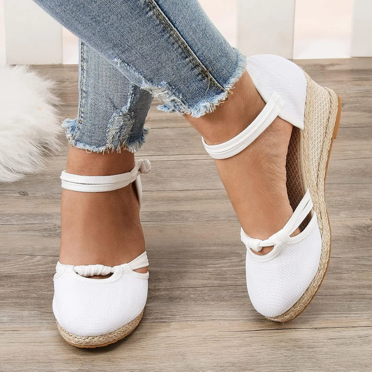 Wedge Sandals for Women Platform Espadrille Strappy Casual Heeled Sandal Comfortable with Closed Toe and Ankle Strap High Heel Wedges for Women Summer Shoes