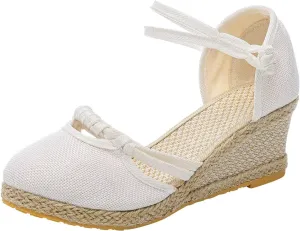 Wedge Sandals for Women Platform Espadrille Strappy Casual Heeled Sandal Comfortable with Closed Toe and Ankle Strap High Heel Wedges for Women Summer Shoes
