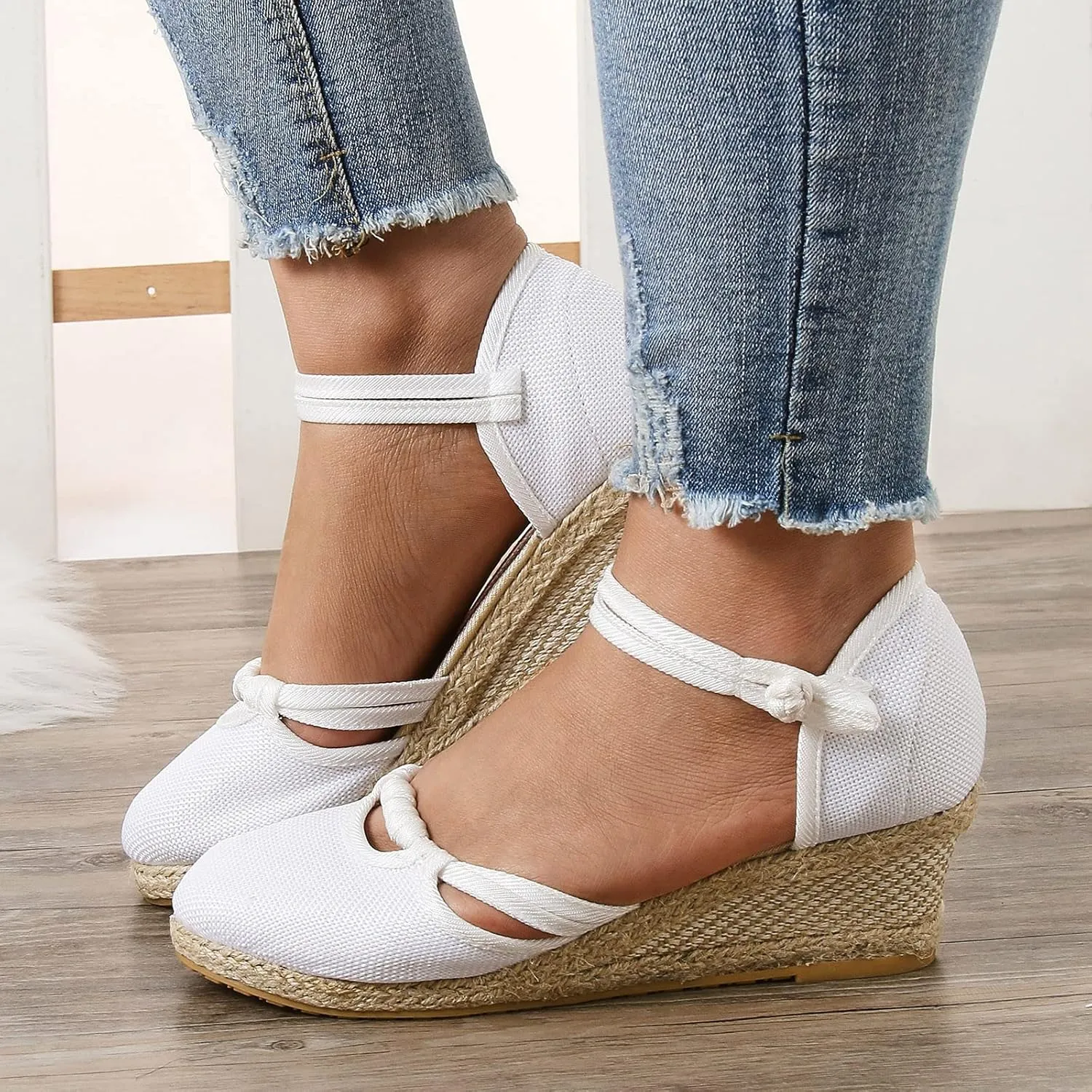 Wedge Sandals for Women Platform Espadrille Strappy Casual Heeled Sandal Comfortable with Closed Toe and Ankle Strap High Heel Wedges for Women Summer Shoes