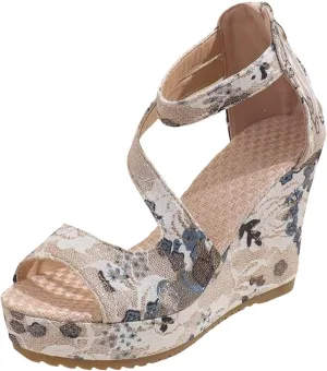 Wedges for Women Breathable Open Toe Wedges Sandals Summer Sandals Wedge Sandals for Women