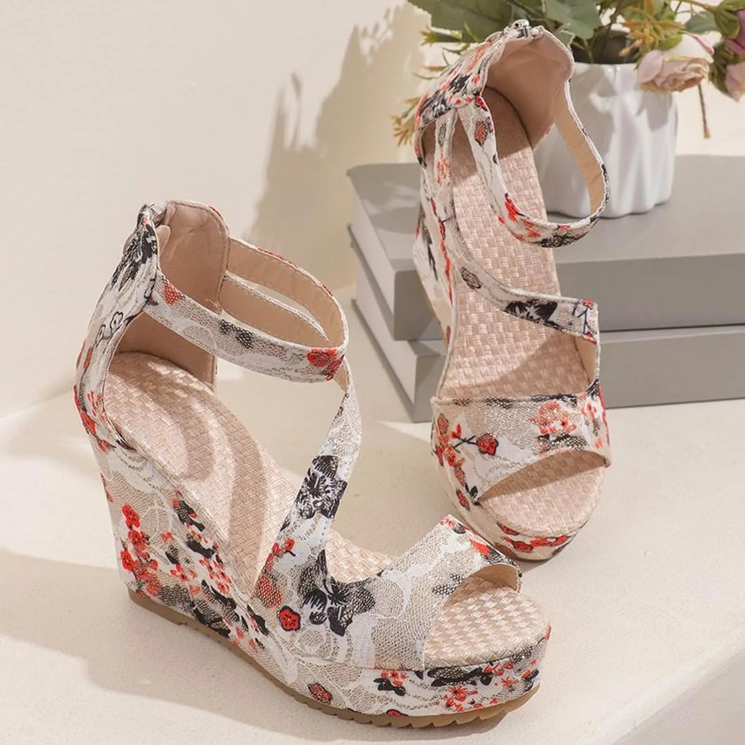 Wedges for Women Breathable Open Toe Wedges Sandals Summer Sandals Wedge Sandals for Women