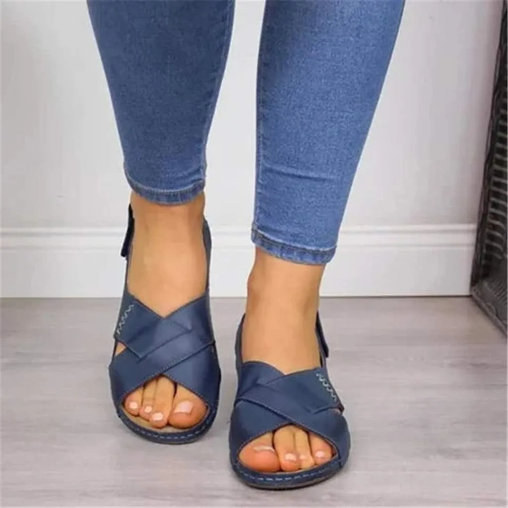 Women Casual Summer Daily Comfy Criss-Cross Wedge Sandals