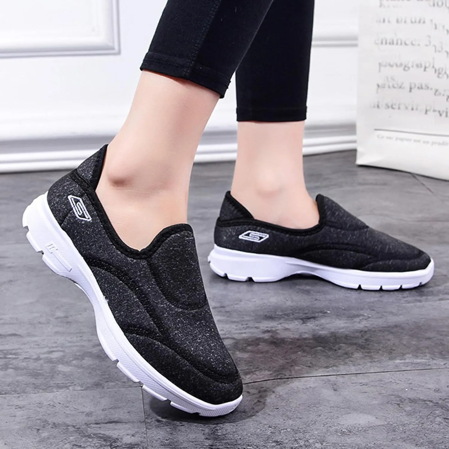 Women Ladies Casual Loafers Breathable Stretch Cloth Shoes Shoes for Boys Casual Wear