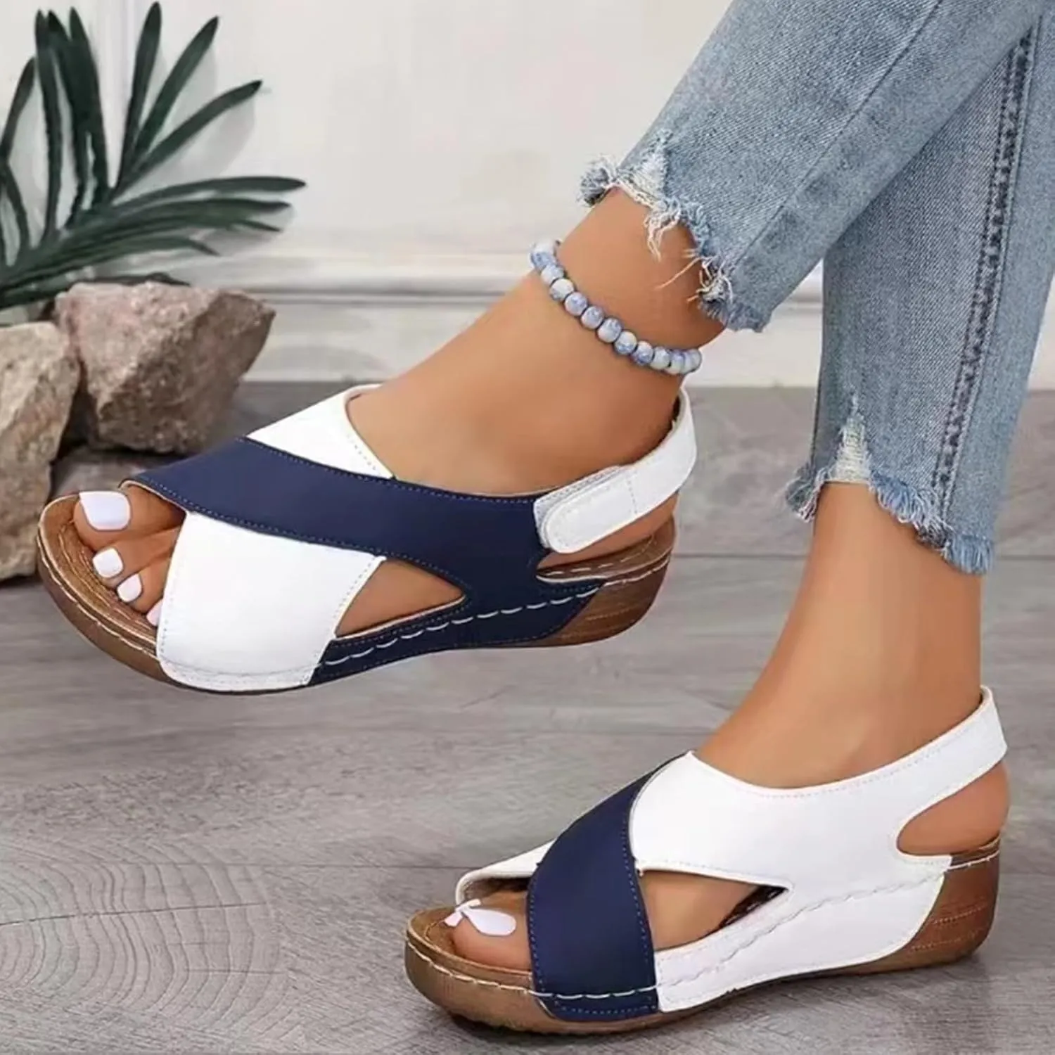 Women Orthopedic Sandals Platform Arch Support Lightweight Breathable Walking Shoes Wedge Slippers Damping Sole