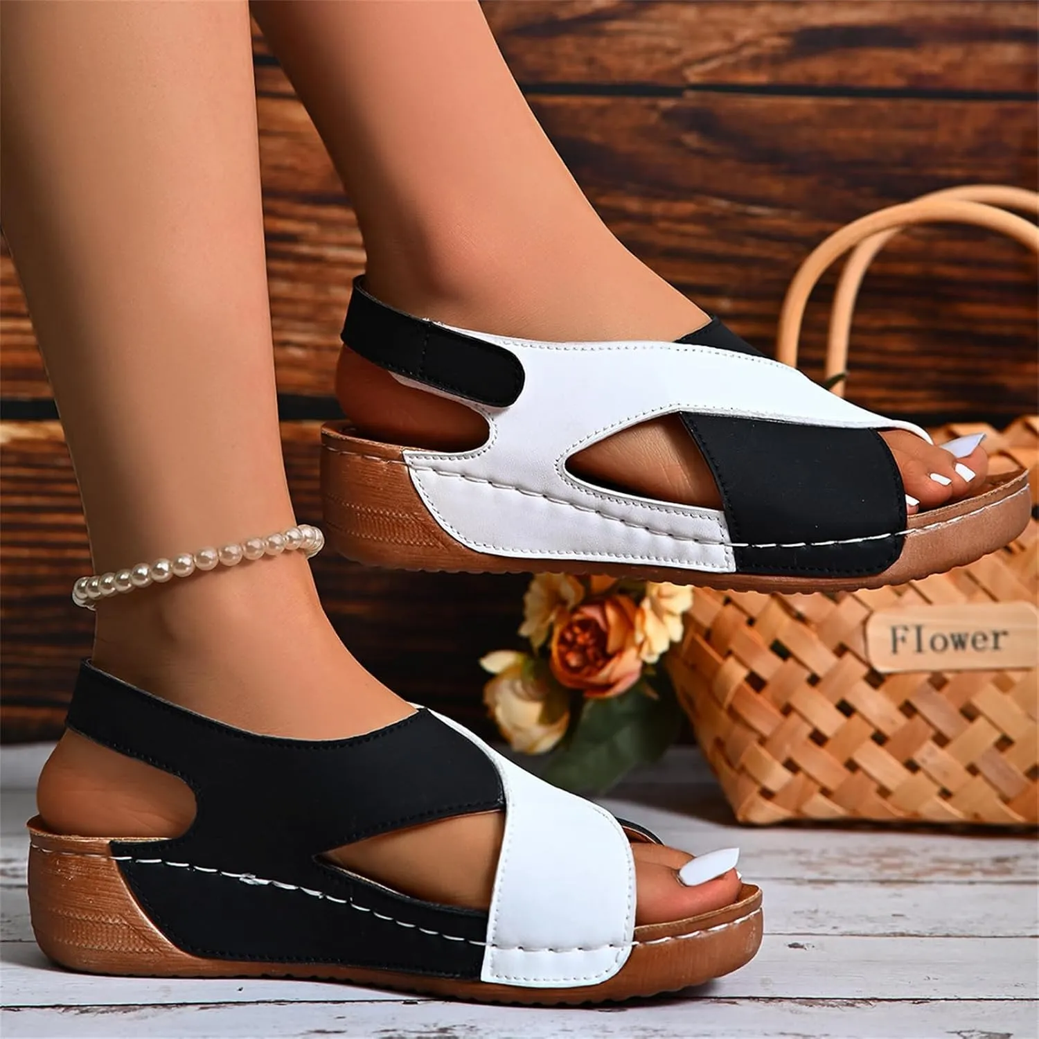 Women Orthopedic Sandals Platform Arch Support Lightweight Breathable Walking Shoes Wedge Slippers Damping Sole