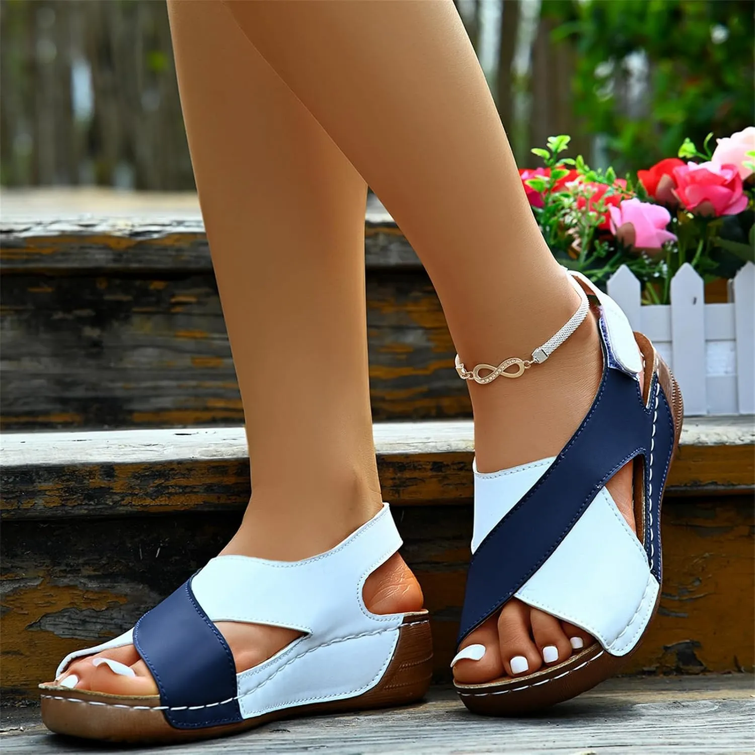 Women Orthopedic Sandals Platform Arch Support Lightweight Breathable Walking Shoes Wedge Slippers Damping Sole