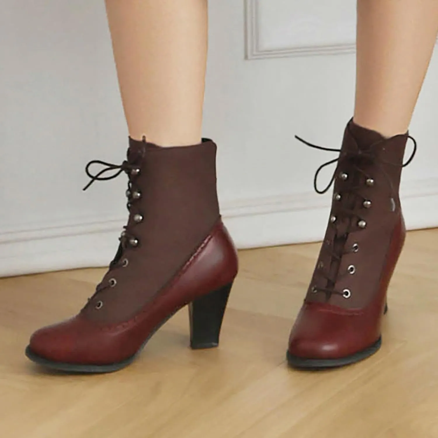 Women's Ankle Boots Victorian Boots Black Boots Chunky Heel Lace Up Witch Boots Knight Boots Cowboy Side Zipper Pull On