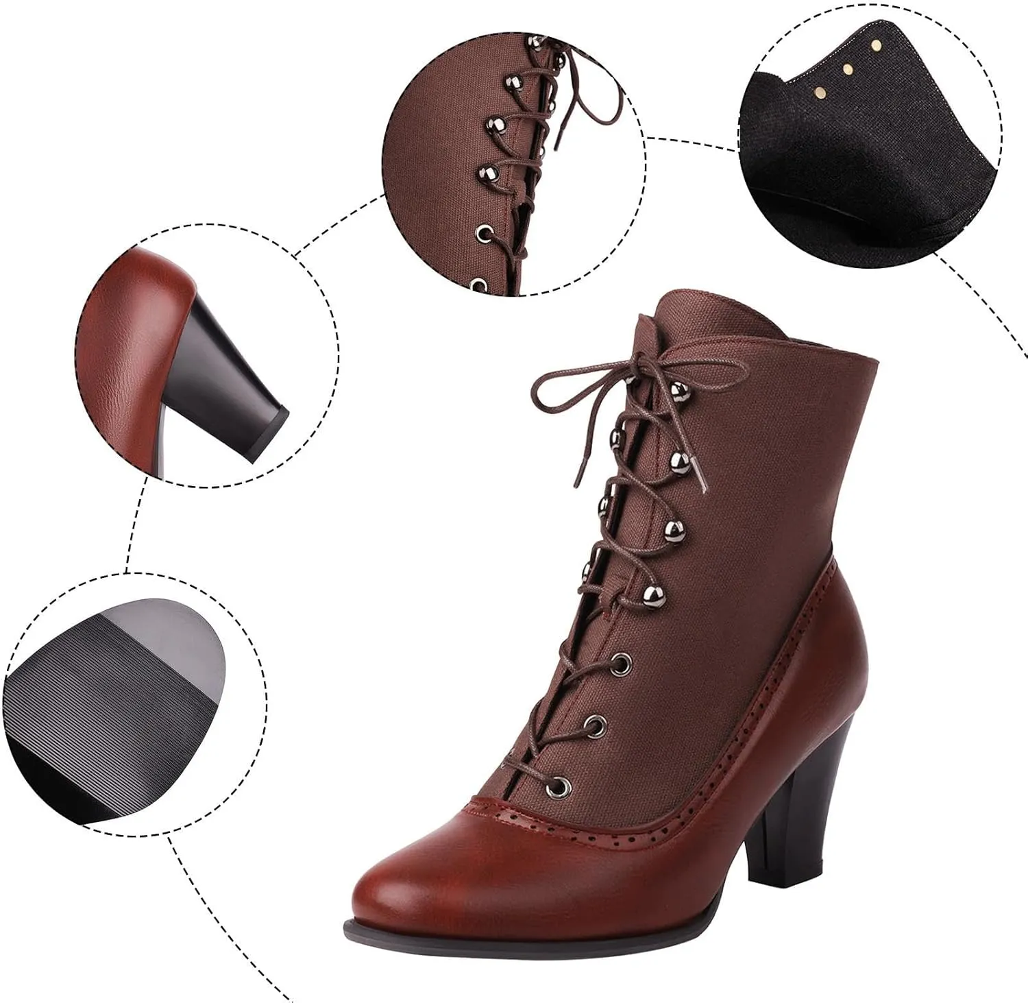 Women's Ankle Boots Victorian Boots Black Boots Chunky Heel Lace Up Witch Boots Knight Boots Cowboy Side Zipper Pull On