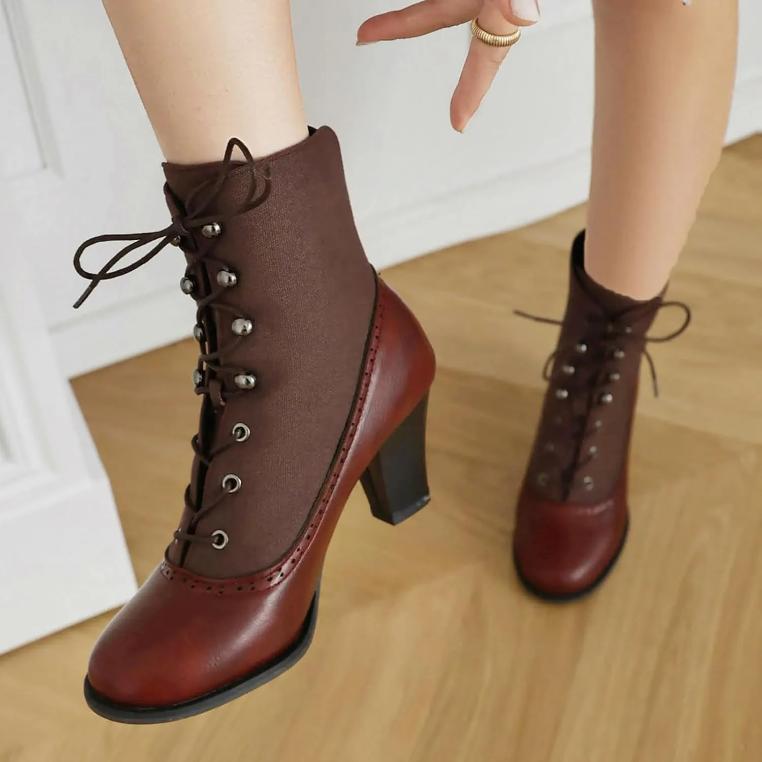 Women's Ankle Boots Victorian Boots Black Boots Chunky Heel Lace Up Witch Boots Knight Boots Cowboy Side Zipper Pull On