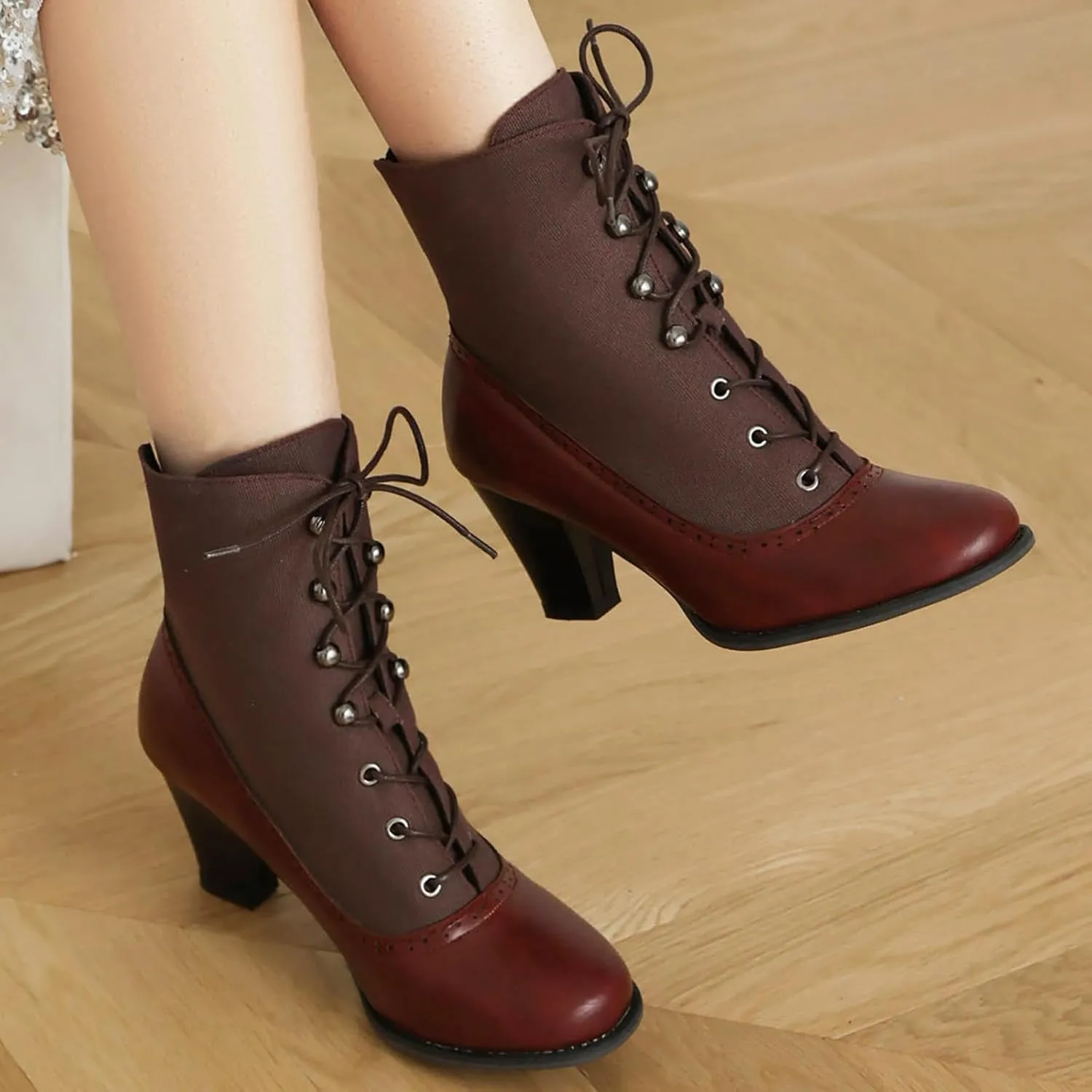 Women's Ankle Boots Victorian Boots Black Boots Chunky Heel Lace Up Witch Boots Knight Boots Cowboy Side Zipper Pull On