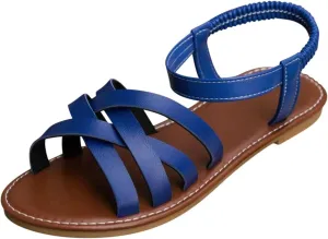 Women's Braided Strappy Casual Sandal High Elastic Ankle Strap Shoe Rubber Sole Solid Summer Comfy Beach Flat