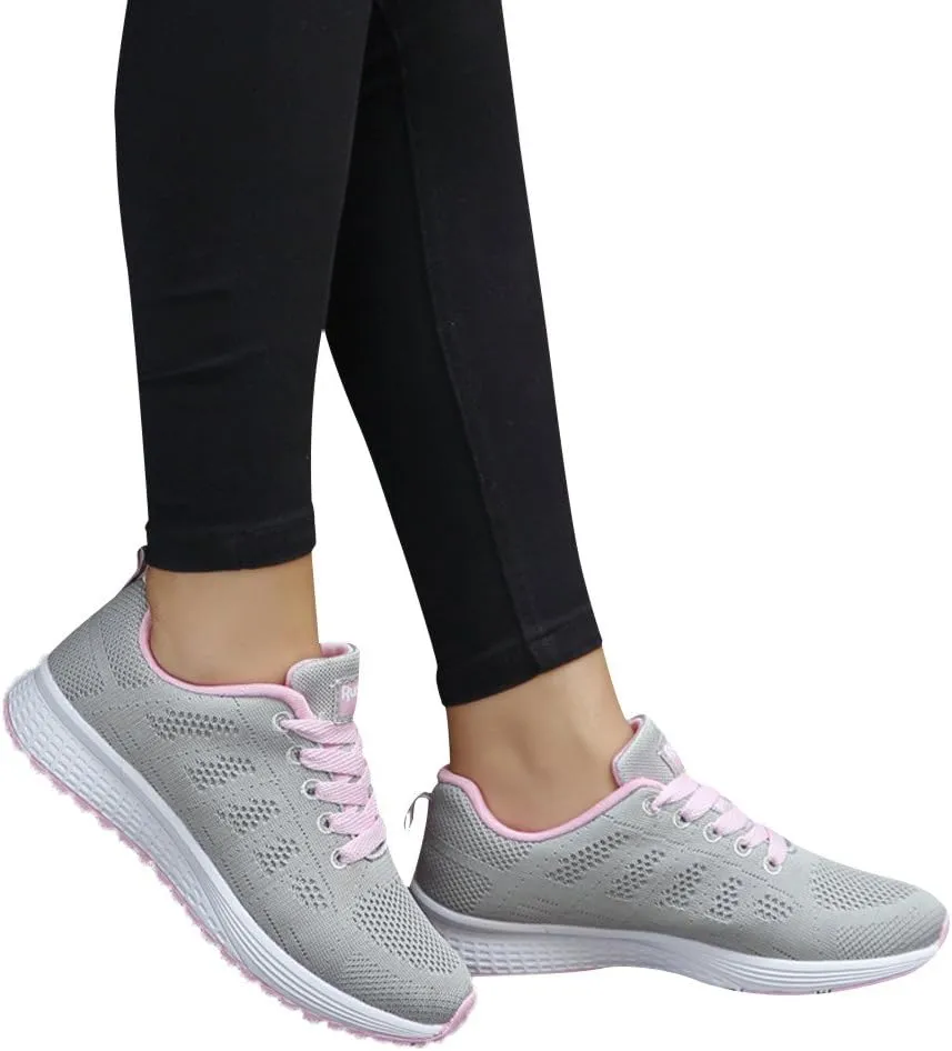 Women's Breathable Elastic Fly Woven Mesh Shoes Slip on Lightweight Casual Tennis Sneakers Soft Recovery Shoe