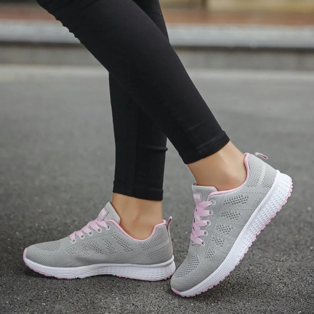 Women's Breathable Elastic Fly Woven Mesh Shoes Slip on Lightweight Casual Tennis Sneakers Soft Recovery Shoe
