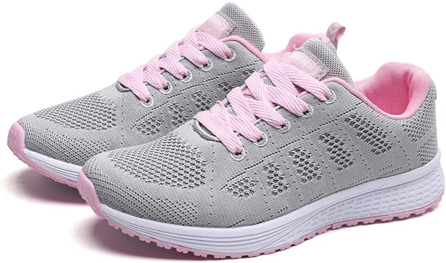 Women's Breathable Elastic Fly Woven Mesh Shoes Slip on Lightweight Casual Tennis Sneakers Soft Recovery Shoe