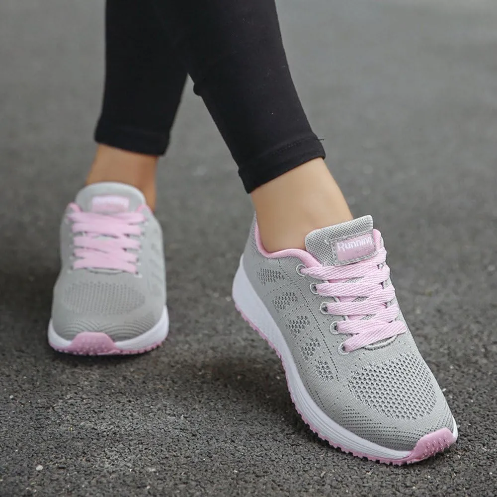 Women's Breathable Elastic Fly Woven Mesh Shoes Slip on Lightweight Casual Tennis Sneakers Soft Recovery Shoe