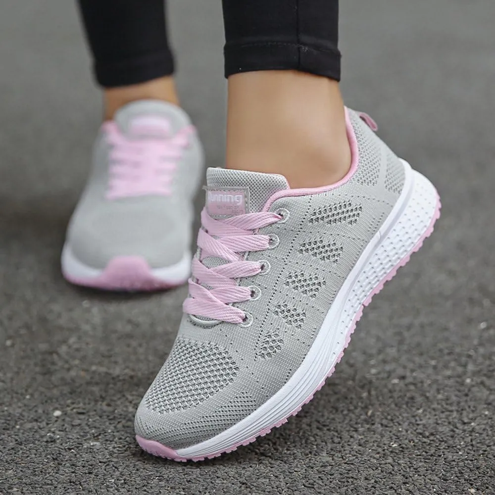 Women's Breathable Elastic Fly Woven Mesh Shoes Slip on Lightweight Casual Tennis Sneakers Soft Recovery Shoe