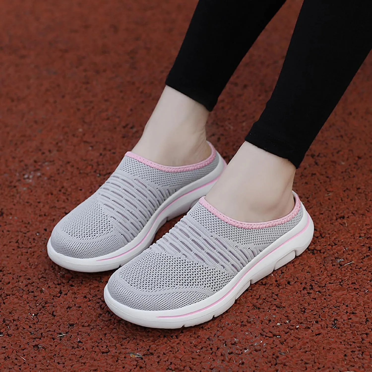 Womens Breathable Mesh Walking Mules Lightweight Breathable Slippers Mesh Slip-on Mule Shoes Orthopedic Closed Toe Sandal
