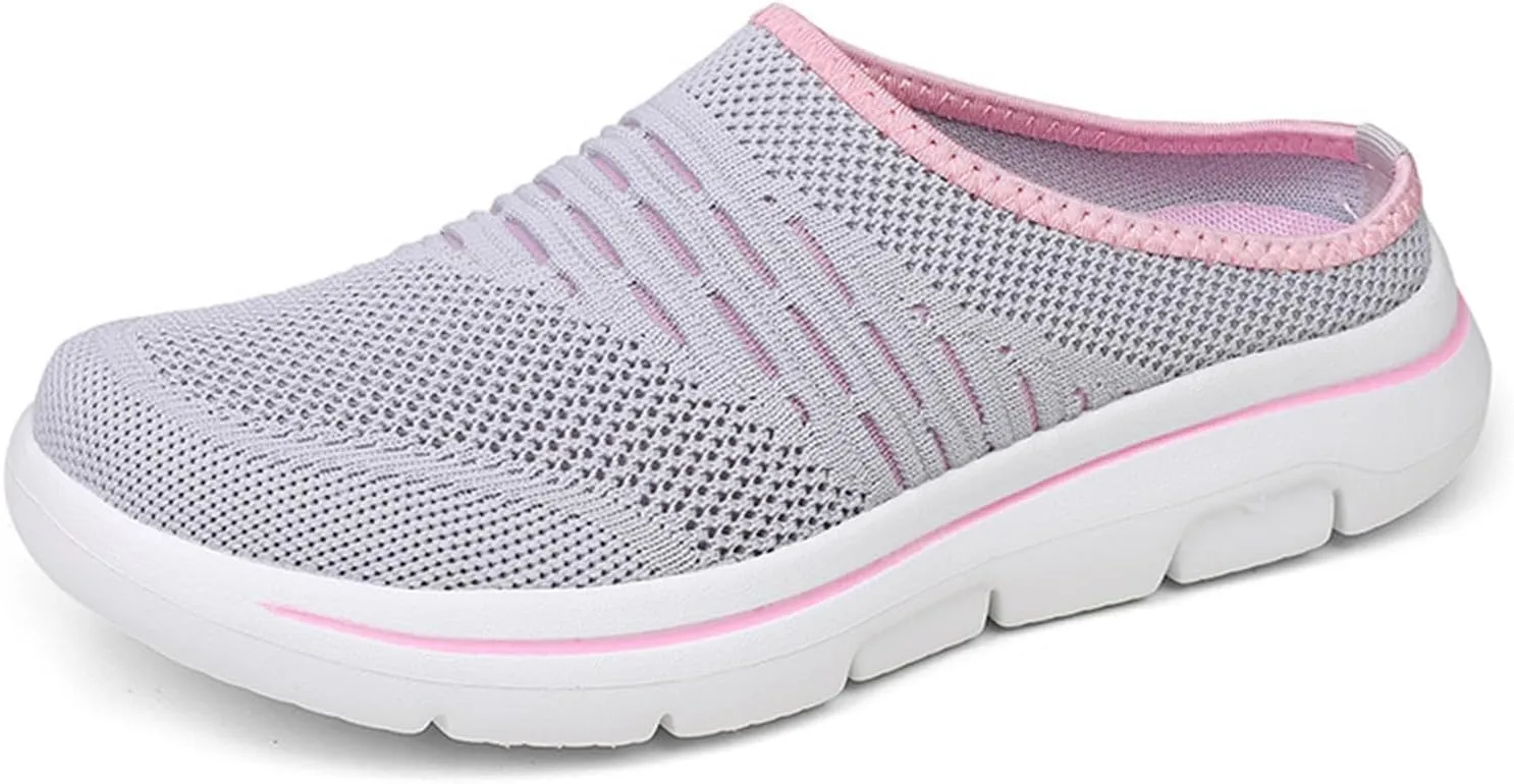 Womens Breathable Mesh Walking Mules Lightweight Breathable Slippers Mesh Slip-on Mule Shoes Orthopedic Closed Toe Sandal