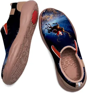 Women's Casual Loafers Slip Ons Leather Lightweight Shoes Walking Comfortable Art Painted Travel Sneaker