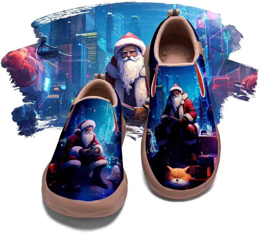 Women's Casual Loafers Slip Ons Leather Lightweight Shoes Walking Comfortable Art Painted Travel Sneaker