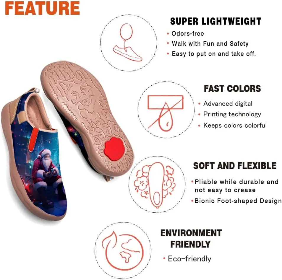 Women's Casual Loafers Slip Ons Leather Lightweight Shoes Walking Comfortable Art Painted Travel Sneaker