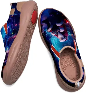 Women's Casual Loafers Slip Ons Leather Lightweight Shoes Walking Comfortable Art Painted Travel Sneaker
