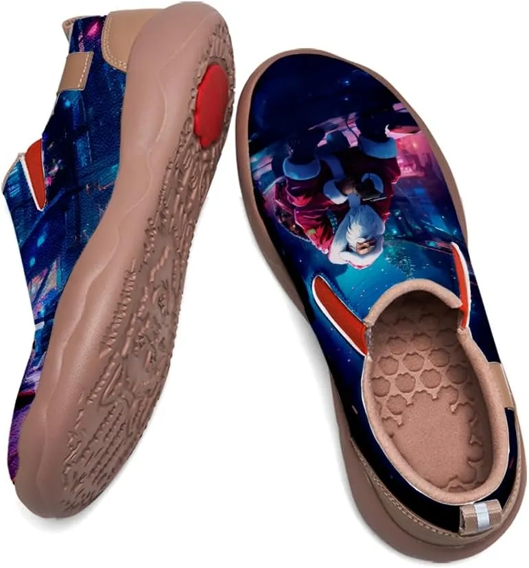 Women's Casual Loafers Slip Ons Leather Lightweight Shoes Walking Comfortable Art Painted Travel Sneaker